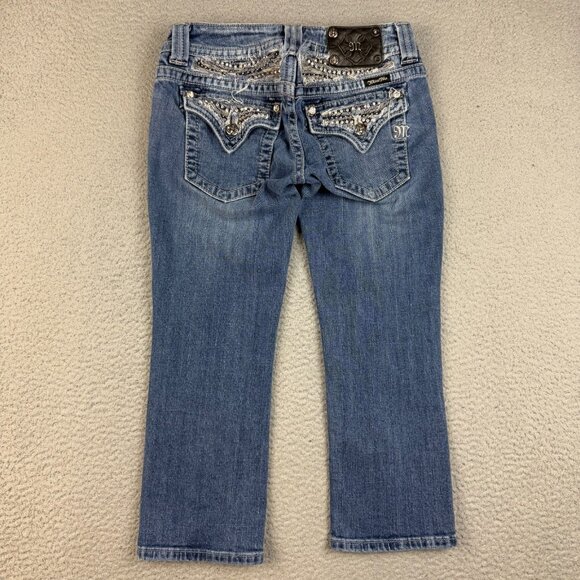 Miss Me Denim - Miss Me Jeans Size 27 Embellished Flap Pocket Low Rise Capri Thick Stitch Denim
